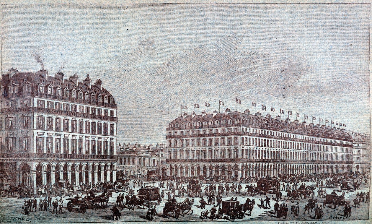 Exteriör vy av Louvren varuhus av French School