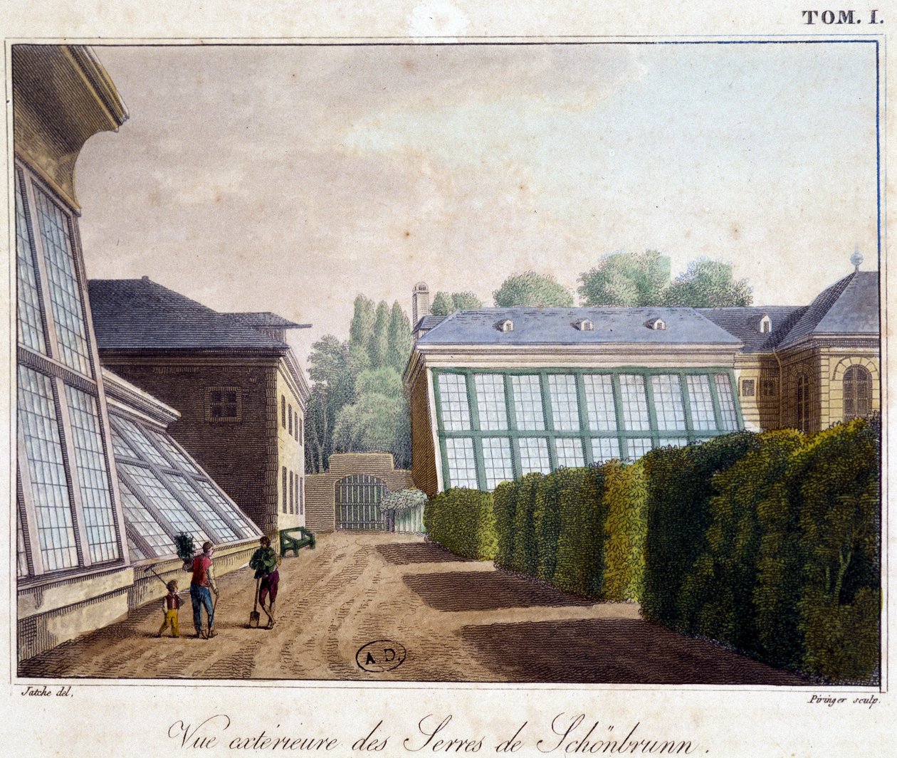 Exteriörvy av växthusen i Sch¿nbrunn - i "" Pittoresk resa i Österrike"" av greve Alexandre de Laborde, Paris, Didot l