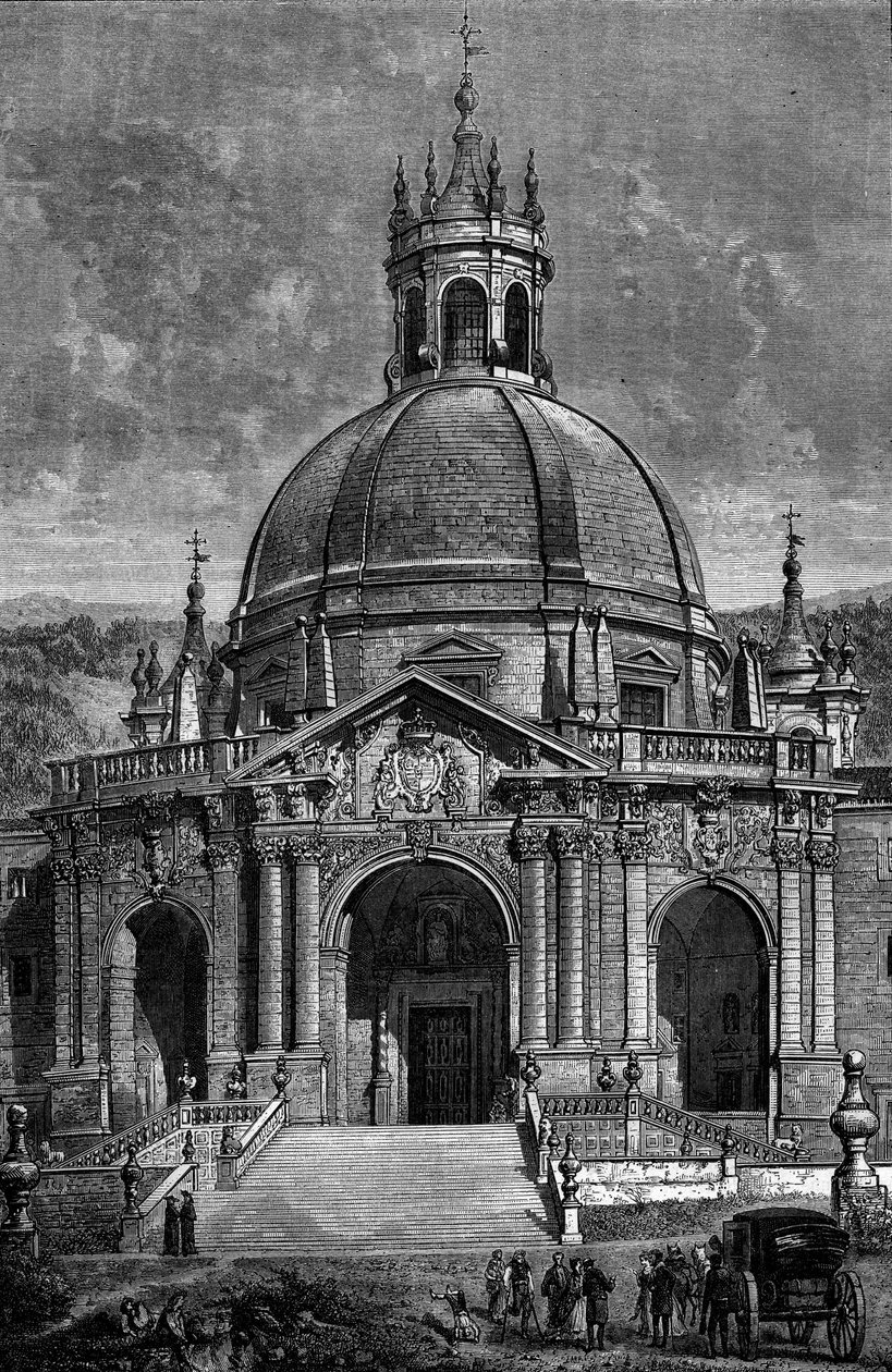Exteriör vy av helgedomen av jesuiten Ignatius av Loyola i Spanien av French School