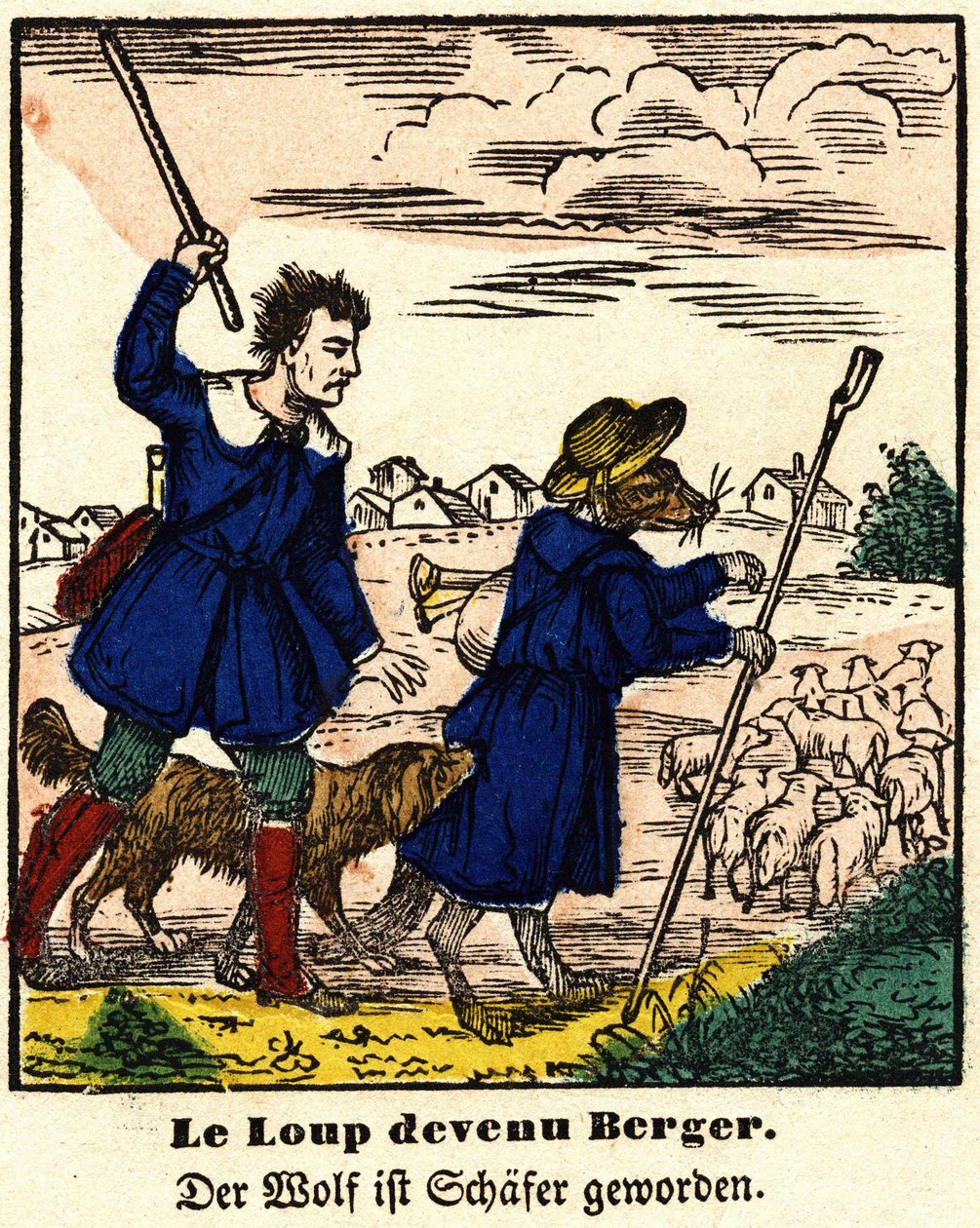 Fables de La Fontaine: vargen blev herde. Bild av Epinal, första hälften av 1800-talet. av French School