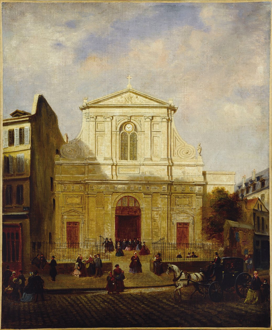 Fasad av kyrkan Blancs-Manteaux av French School