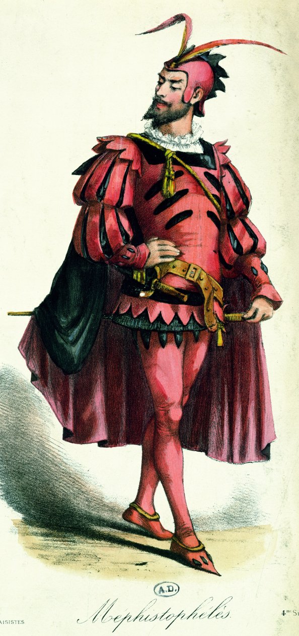 Klänningsdräkt för Mephistopheles, från LArt du Travestissement av Leon Salut, 1885 av French School