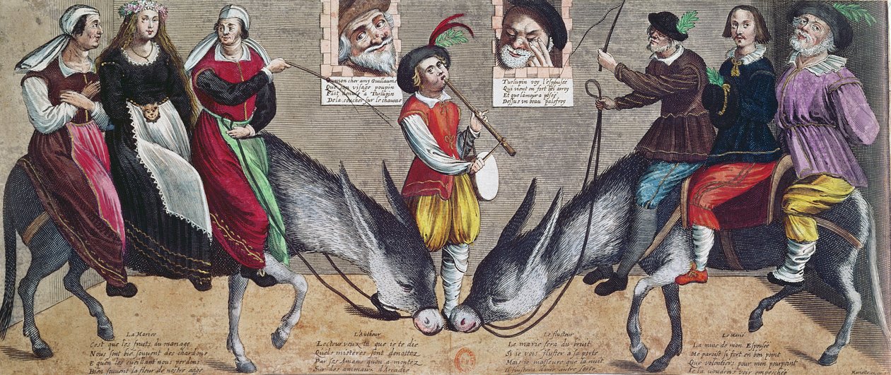 Fars iscensatt c.1600 på Theatre of the Hotel de Bourgogne av French School