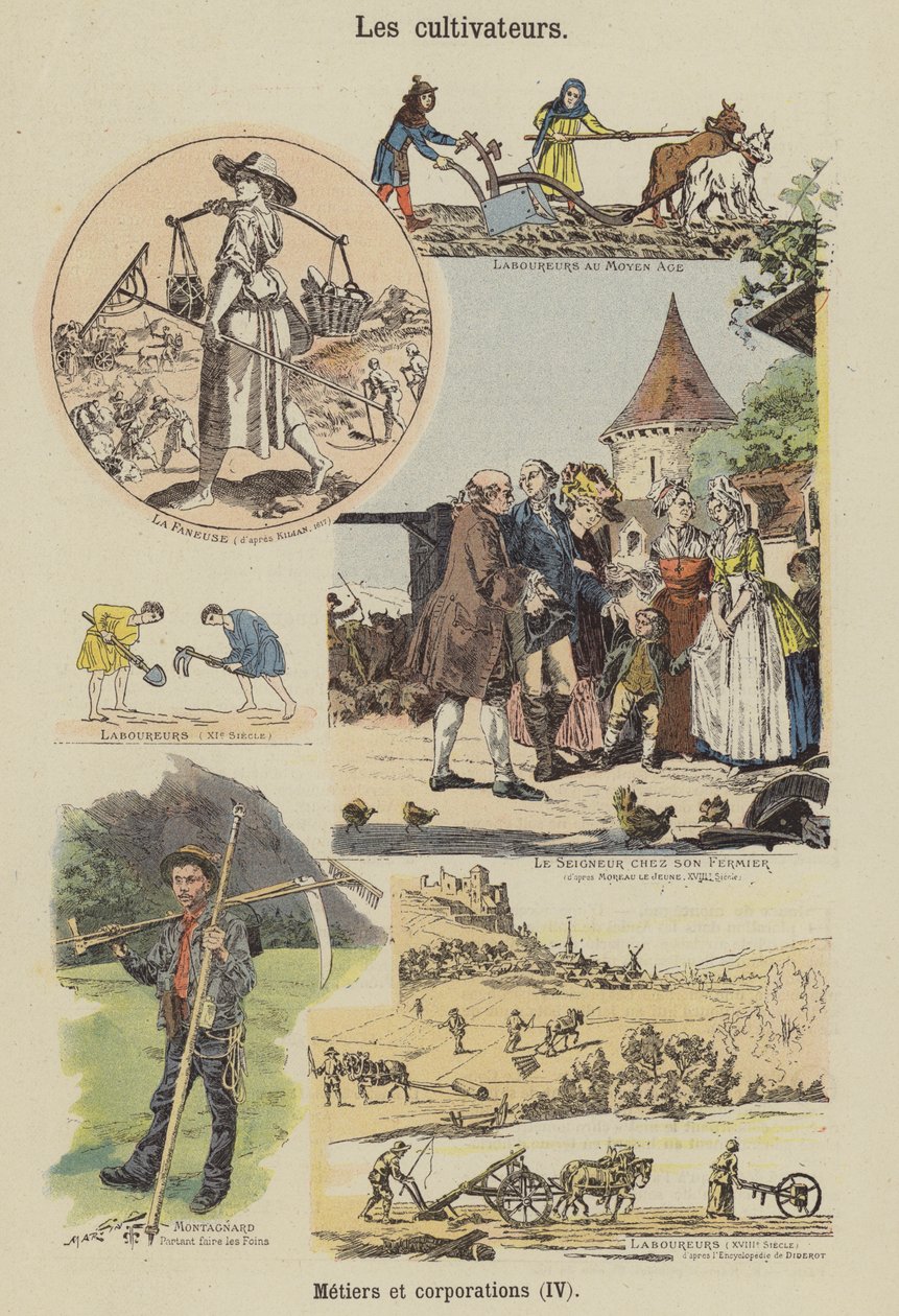 Lantbrukare (färglitografi) av French School