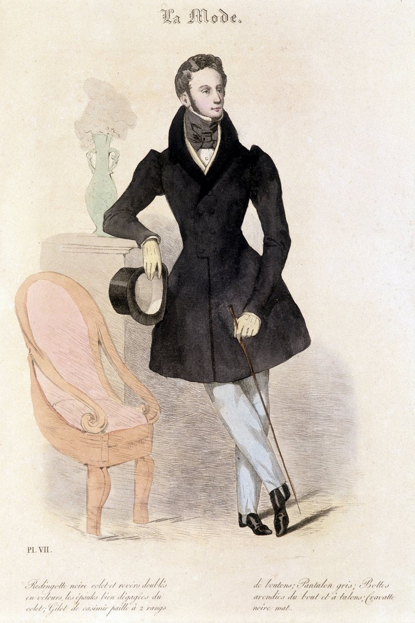Mode maskulint 1829 - i "" Les Modes"" av French School