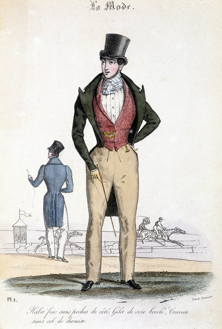Maskulint mode 1829 - i "Les Modes" av French School