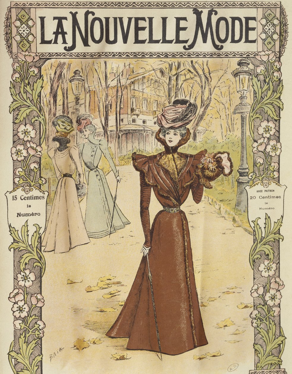 Modetallrik, omslagsillustration från La Nouvelle Mode, 12 december 1897 av French School