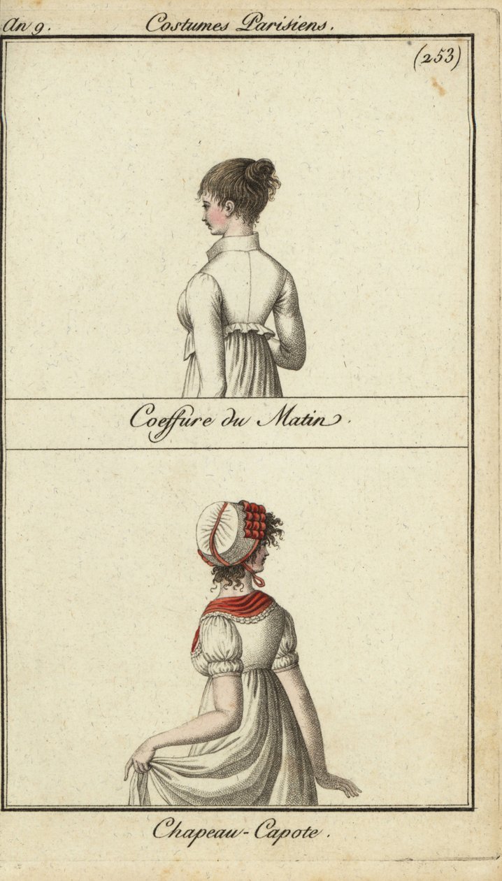 Fashionabla frisyr och hatt, Paris av French School