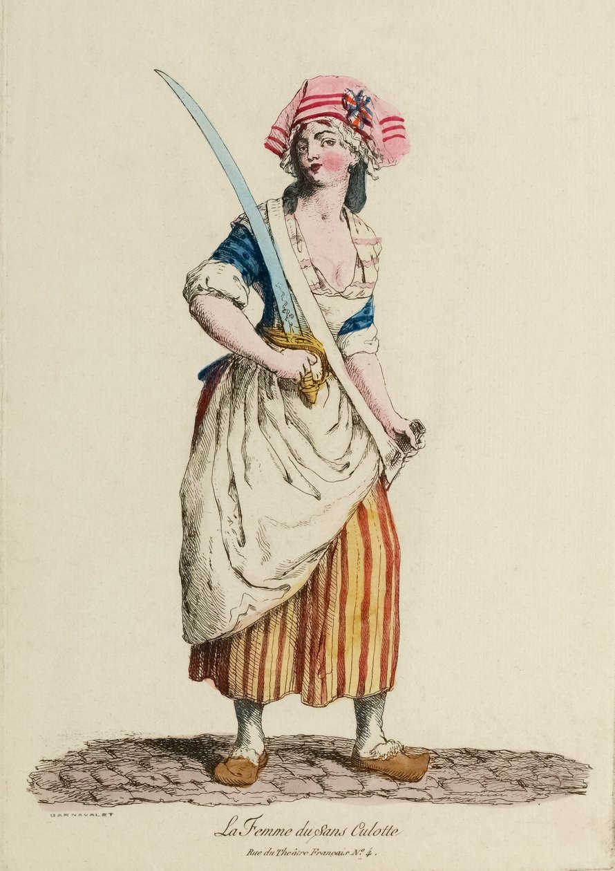Kvinna Sans-Culotte, ca 1792 (gravyr) av French School