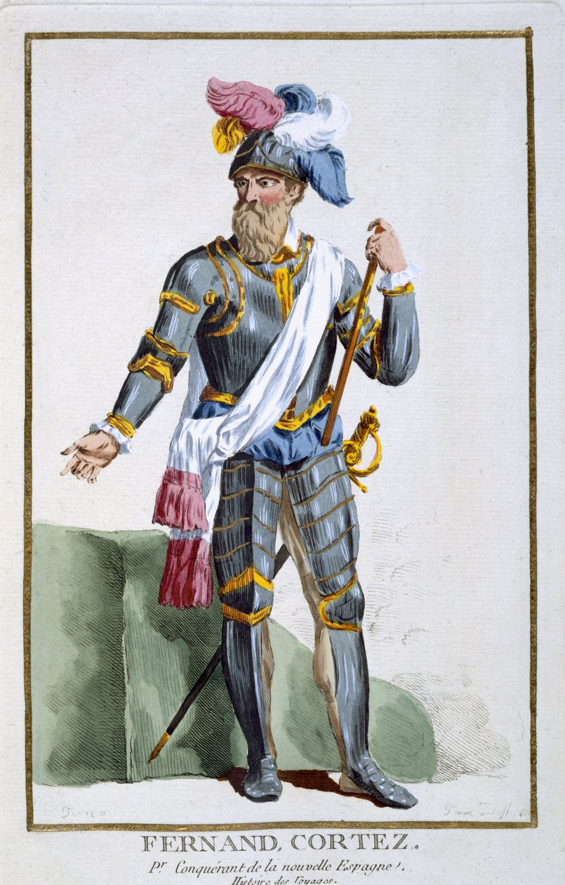 Fernand Cortez (1485-1547), graverad av Pierre Duflos (1742-1816), 1780 (kopparstick) av French School
