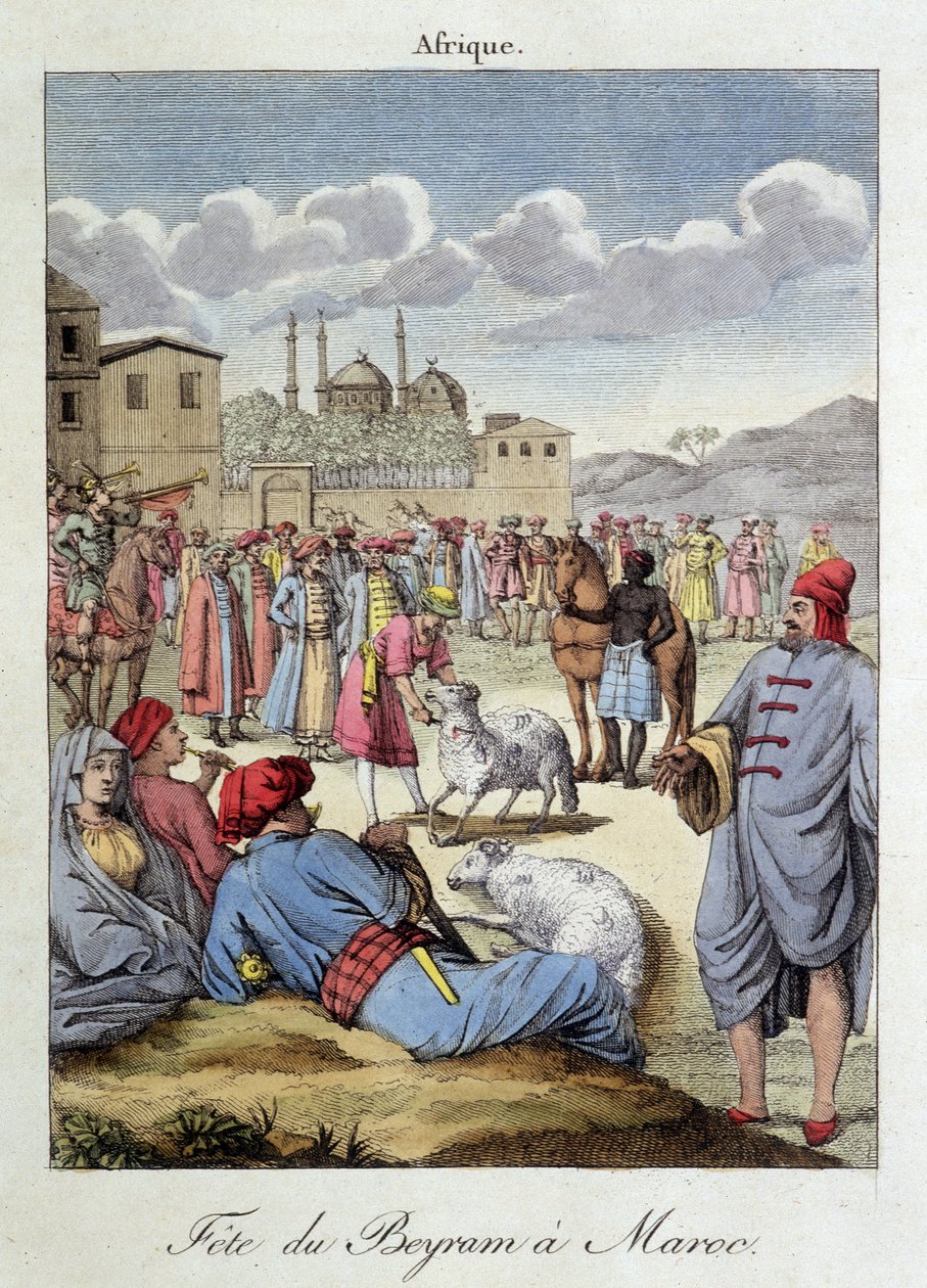 Beyram Festival (hjälp) och fåroffer i Marocko - i "" Habits et customs des peoples"", ed Hocquart, Paris av French School