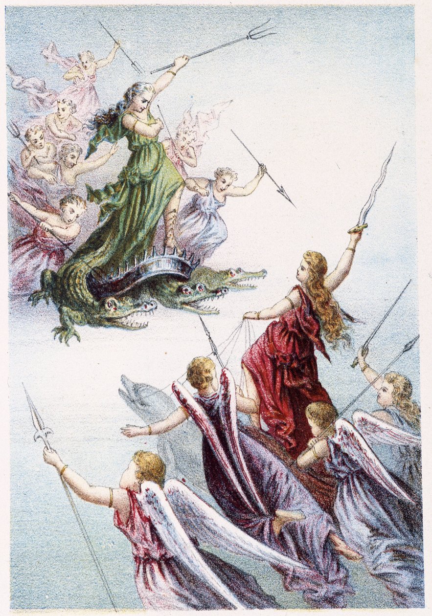 Kamp mellan onda och goda andar i havet - i "" Resan till havets botten"" av H. de la Blanchère. Paris, red. Jouvet et Cie, sd. 1880. av French School