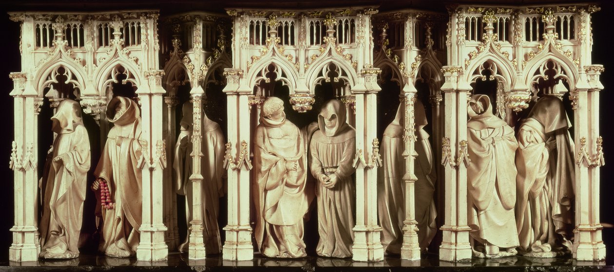 Figurer av munkar från Filip den djärve, hertig av Bourgogne (1342-1404), grav av Jean de Marville (d.1389), Claus Sluter (d.14056) och Claus de Werve (c.1380-1439), beställda för klostret o av French School