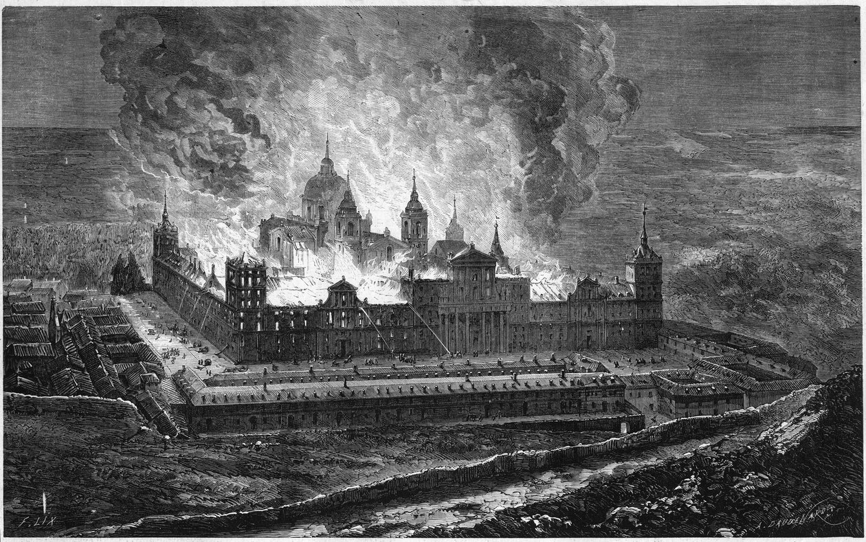 Brand i Escorial Palace den 2 oktober av French School