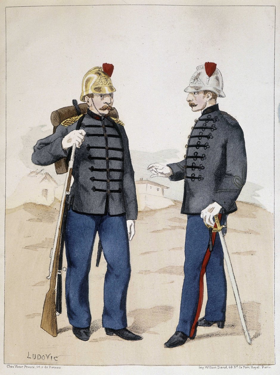 Brandmän 1889 - teckning av Ludovic, Arts Deco av French School