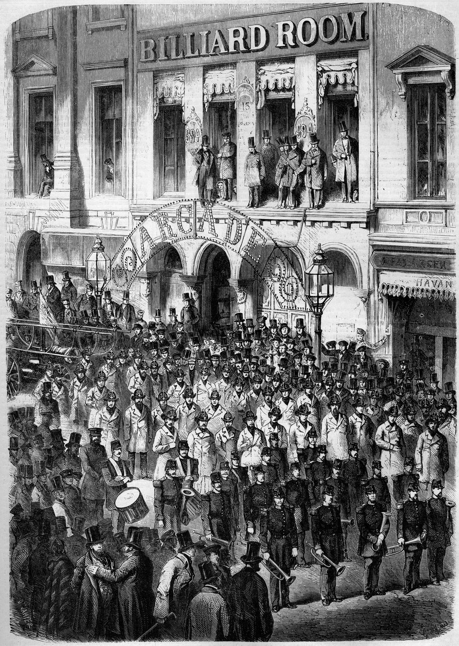 Brandmän i New York (New York) förbereder sig för att åka till Washington för att gratulera unionens nya president (James Buchanan av French School