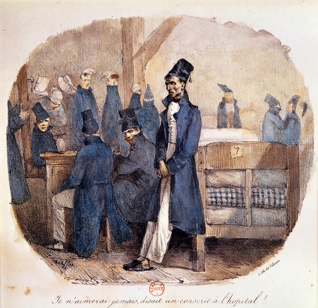 Första kejsardömet: "De värnpliktiga på sjukhuset 1809" Paris, B.N. av French School