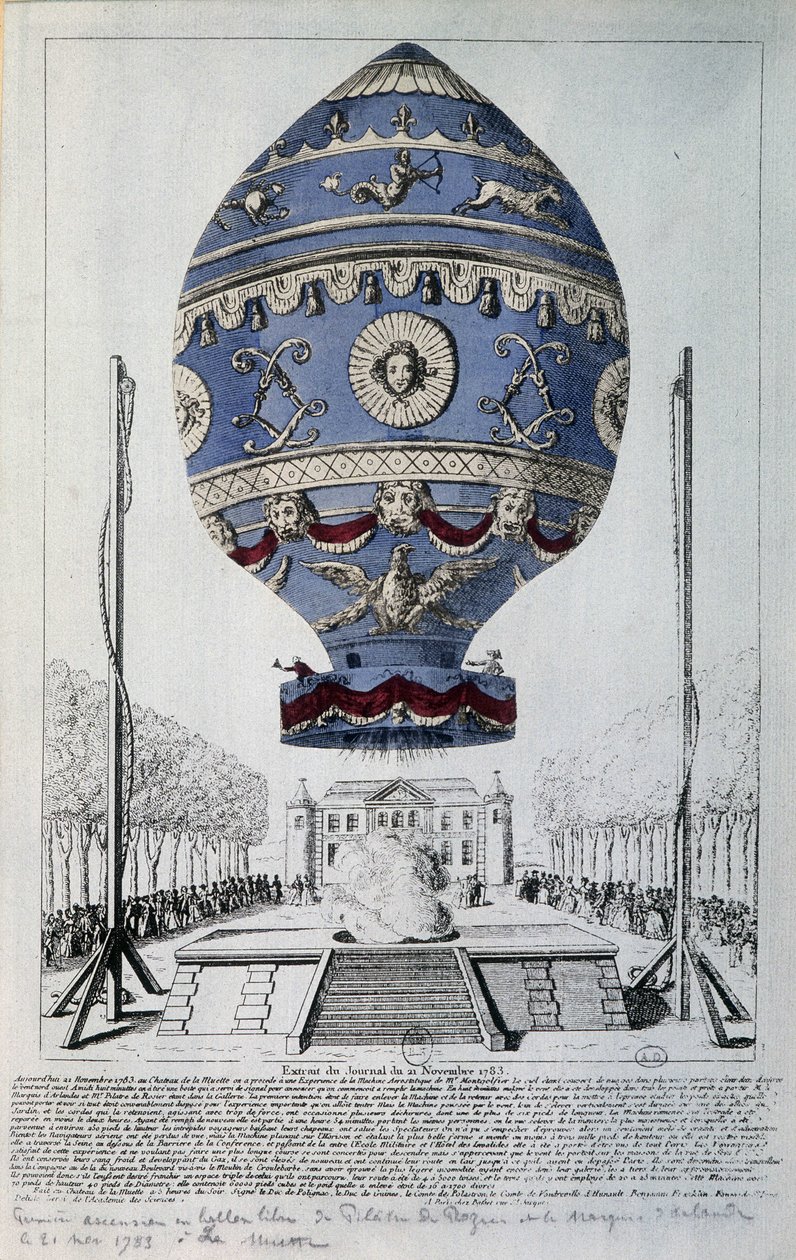 Pilâtre de Roziers första mänskliga flygning den 21 november 1783 av French School