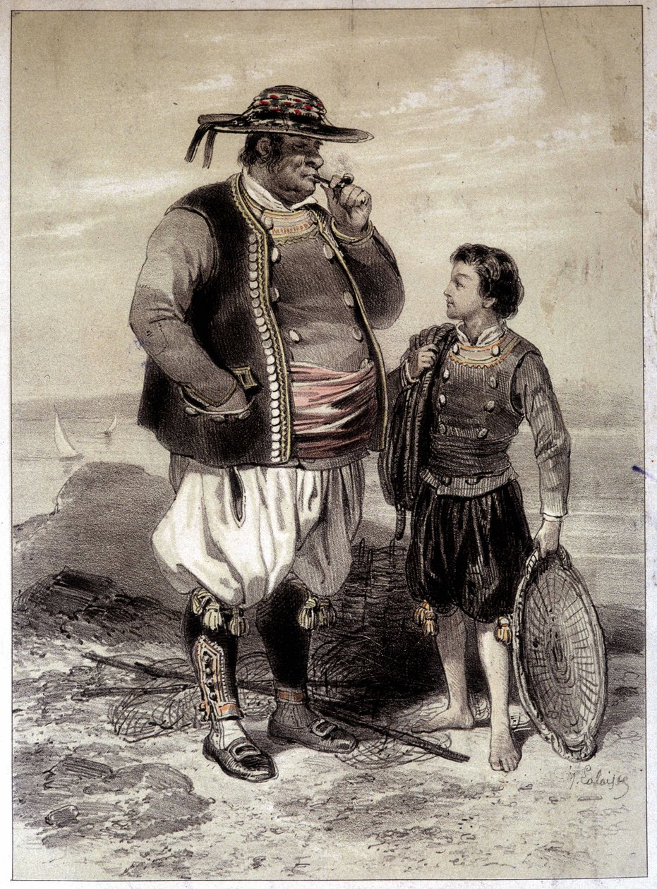 Fiskare i Douarnenez, ca 1855 av French School
