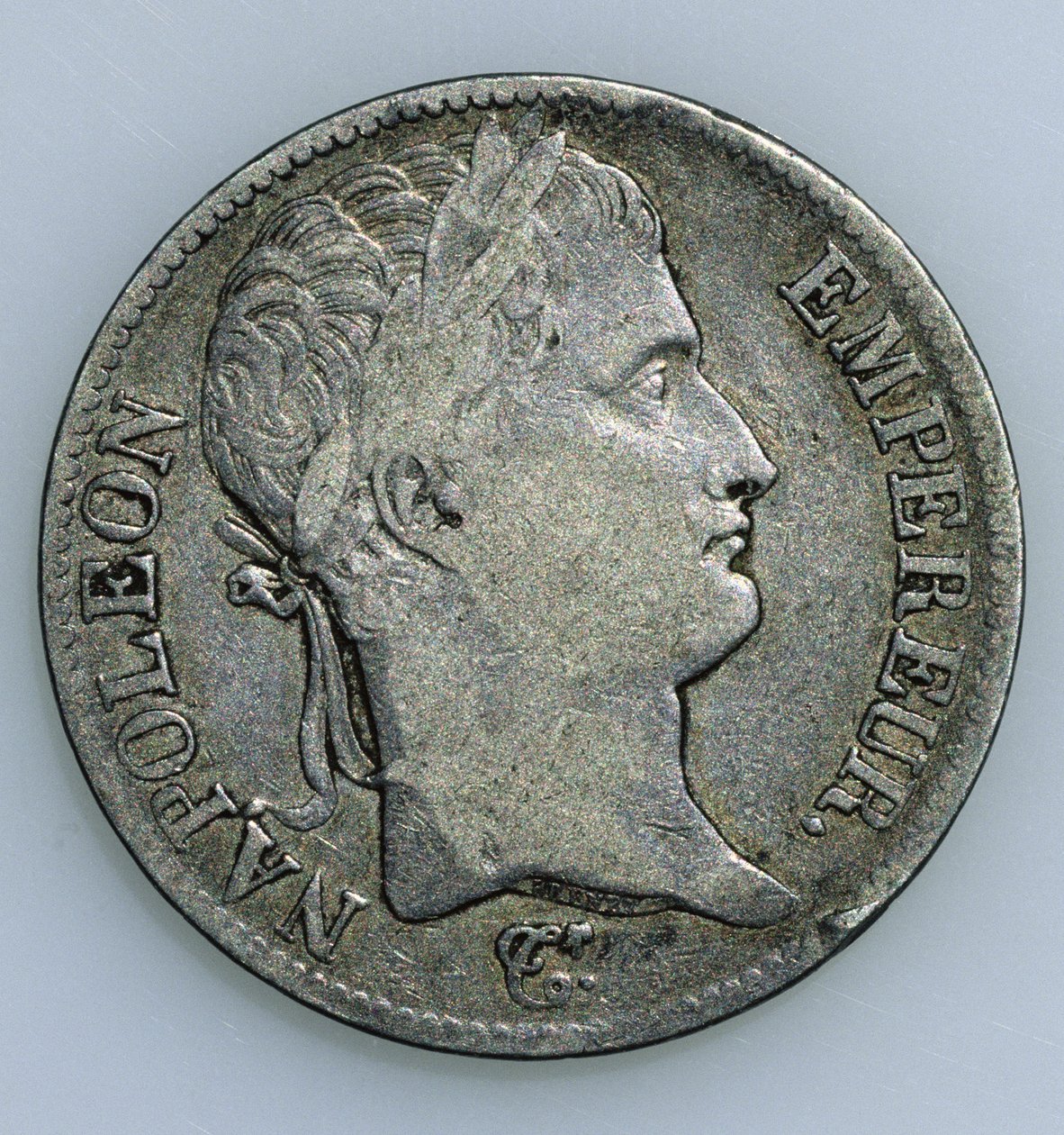 Fem francs mynt, med huvudet av Napoleon (1769-1821) 1811 (recto) av French School
