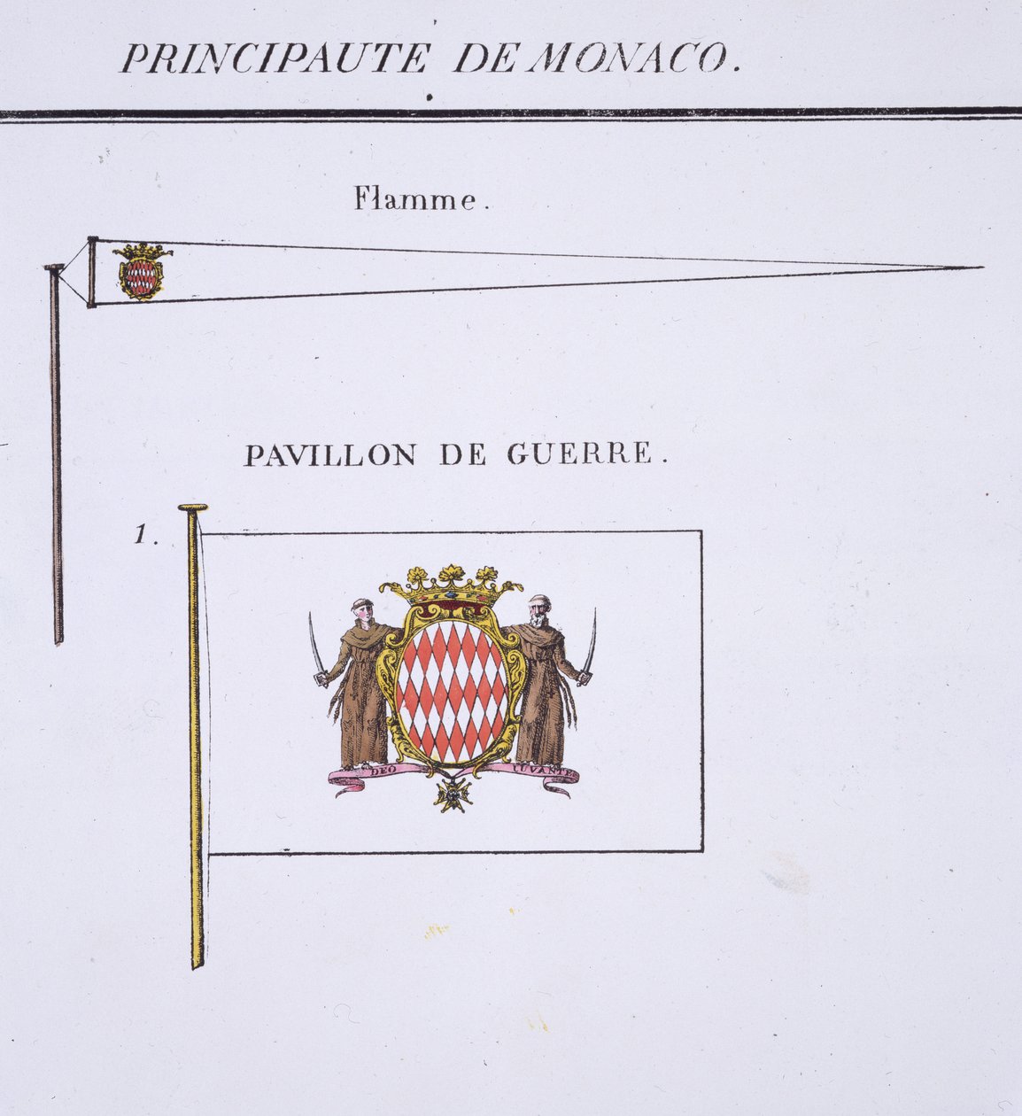 Flaggor från Monaco, från en fransk flaggbok, c.1819 av French School