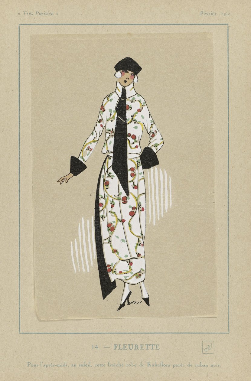 Fleurette, från Tres Parisiens, publ. 1922 (stenciltryck) av French School