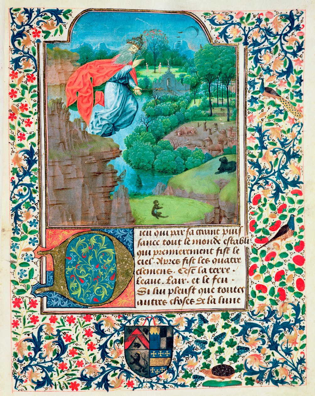 Fol.1 The Creation of the World, från Traite de Medecine av Aldebrande de Florence, 1356 av French School