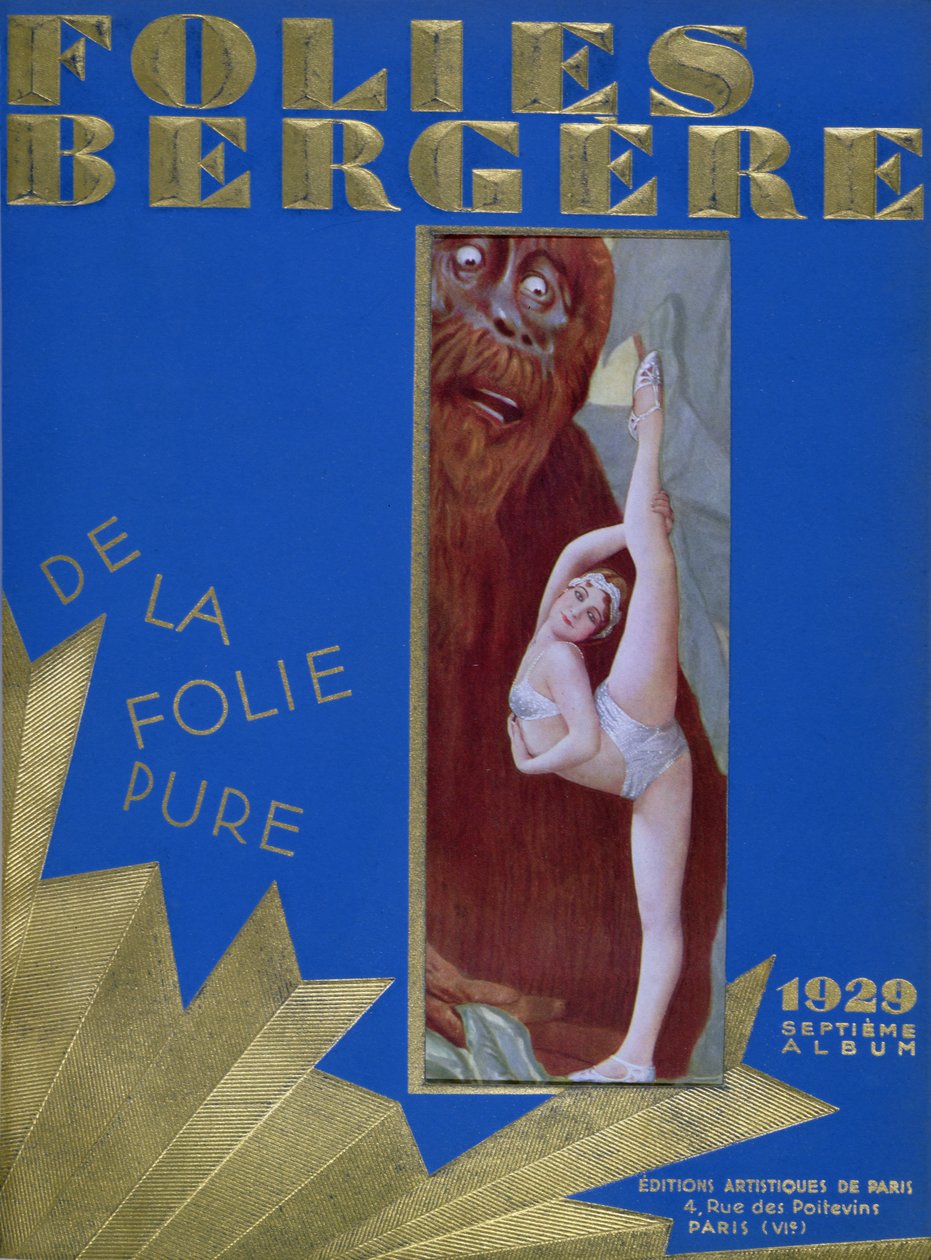 Folies Bergere Program för revyn De la Folie Pure, inspirerad av filmen King Kong, och med Glenn Ellyn i huvudrollen, 1929 av French School