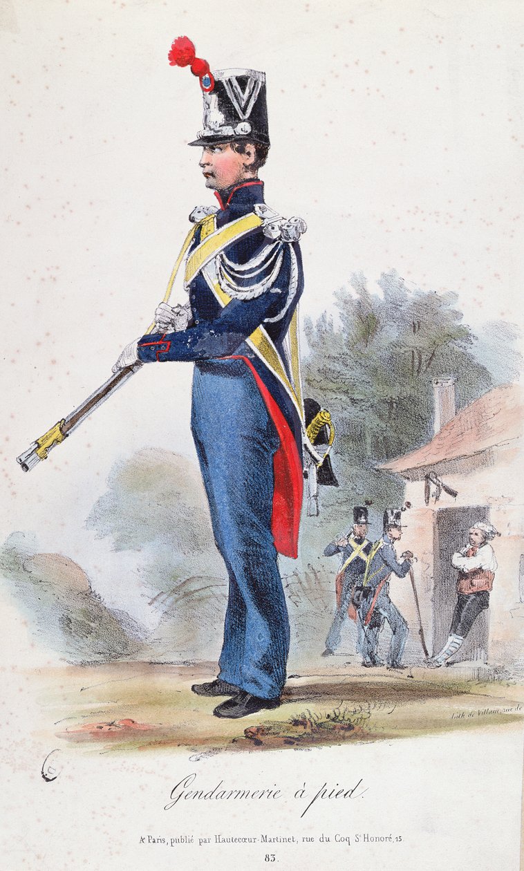 Foot Gendarme, graverad av Villain, c.1830 av French School