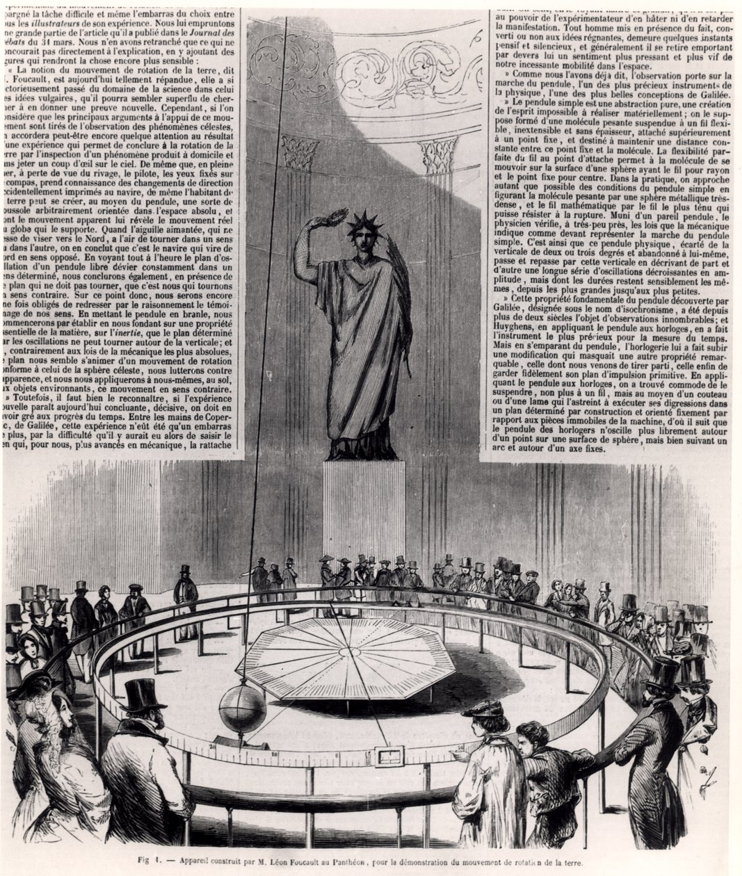 Foucaults pendel vid Pantheon i Paris, c.1852 av French School