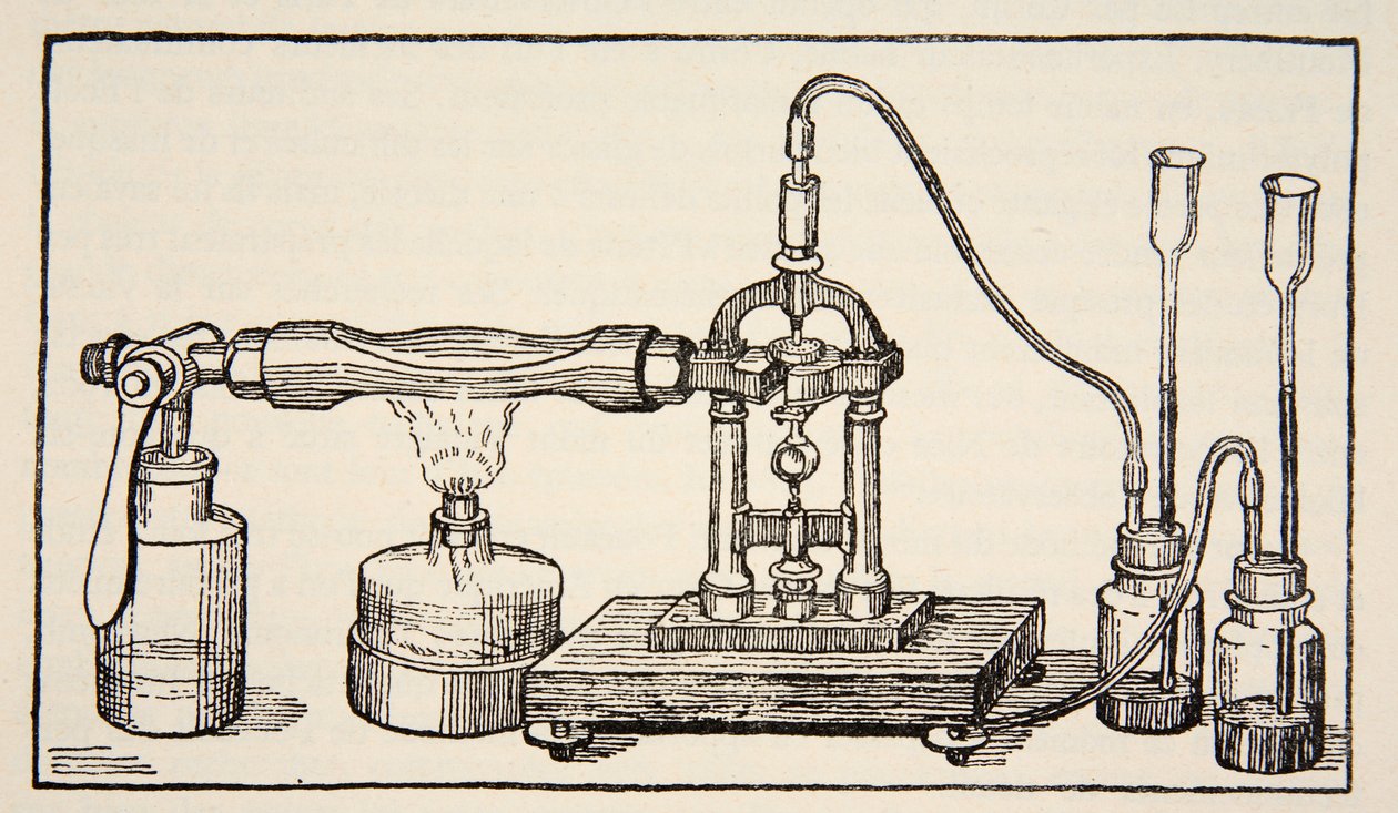 Foucaults roterande spegel för mätning av ljusets hastighet, kopia av Boris Meshchersky (d.1957) illustration från Histoire de la Nation Francaise, Sciences, Volym I & II, av Gabriel Hanotau av French School