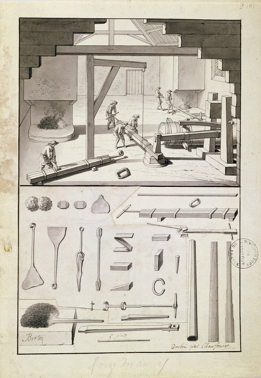 Gjuteri, ritning till Description des Arts et Métiers, av L. Simonneau, som inspirerade Diderot till Encyclopédie av French School