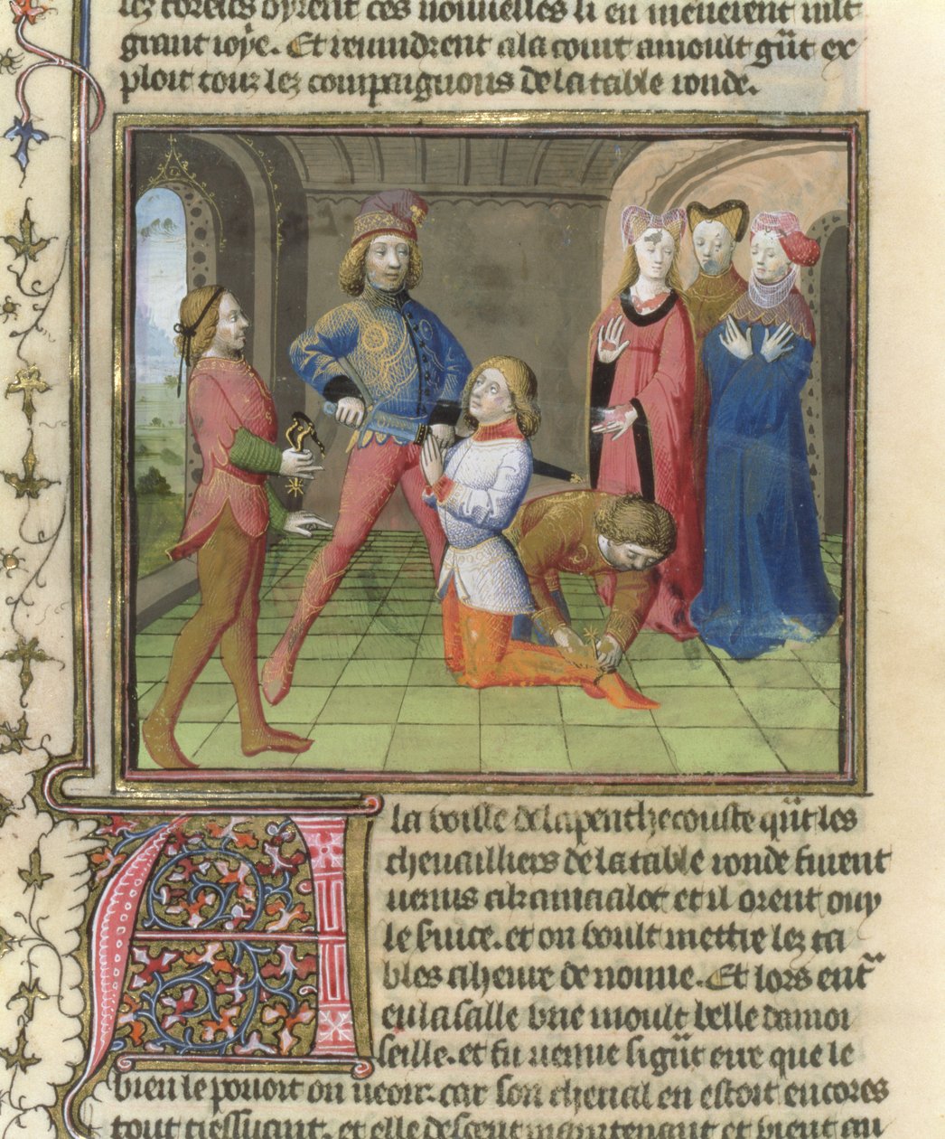 Fr.120 f.522v Riddaren av Lancelot från The Story of Lancelot i La Quite de Saint Graal av French School