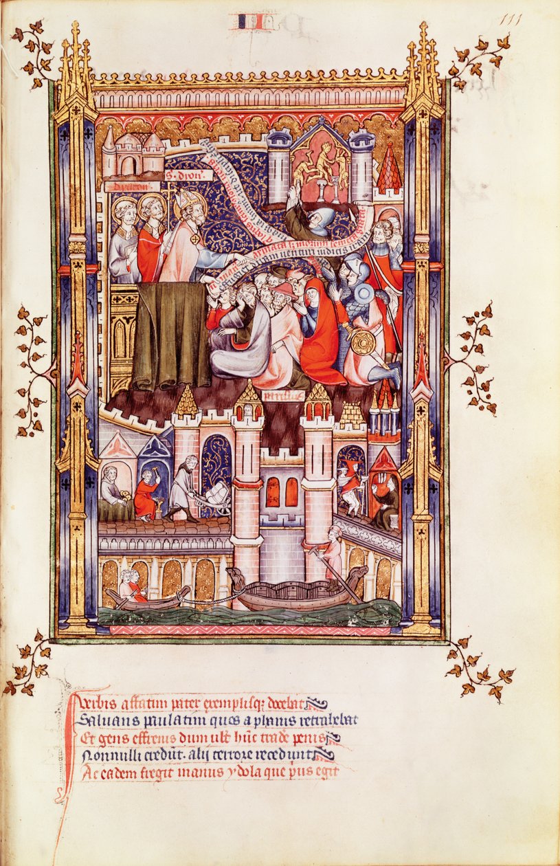 Fr 2091 fol.111 St. Denis predikar för parisarna som bryter sina hedniska idoler, från Vie de St. Denis, 1317 av French School