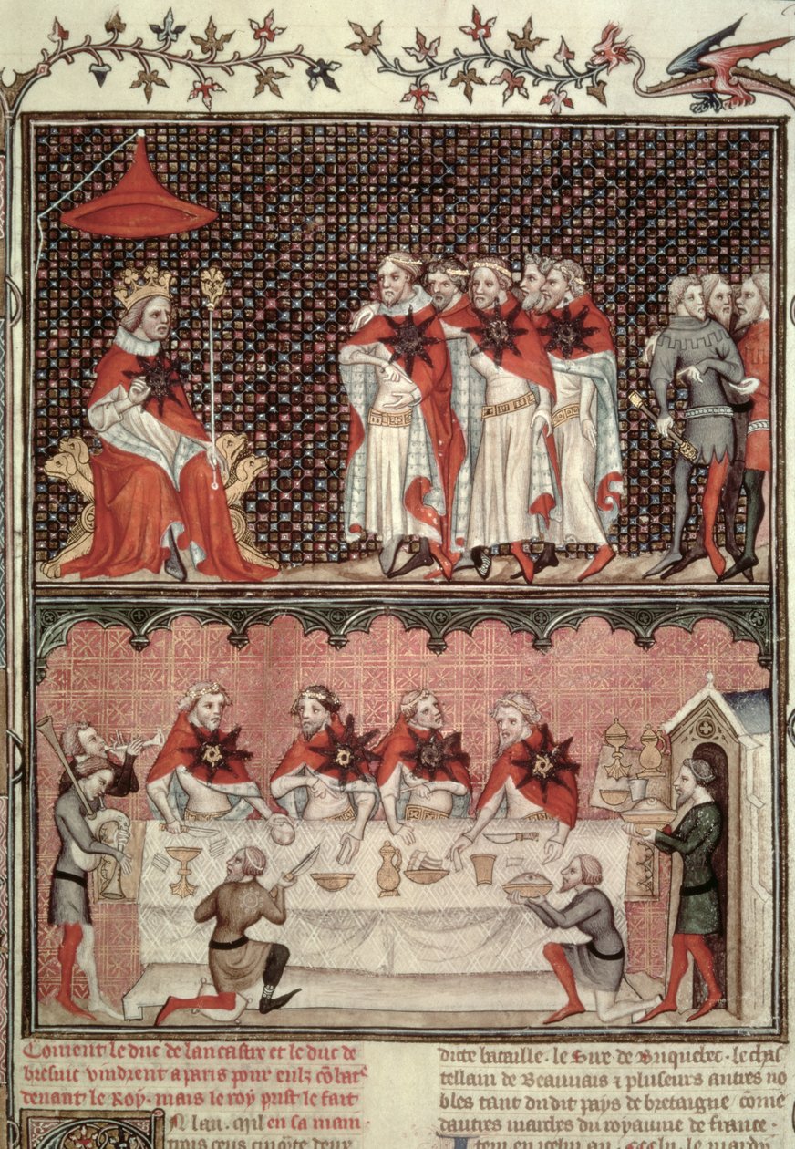 Fr 2813 fol.39 Dauphin Charles (1338-80) och deputerade för de tre staterna, från Grandes Chroniques de France, 1375-79 av French School