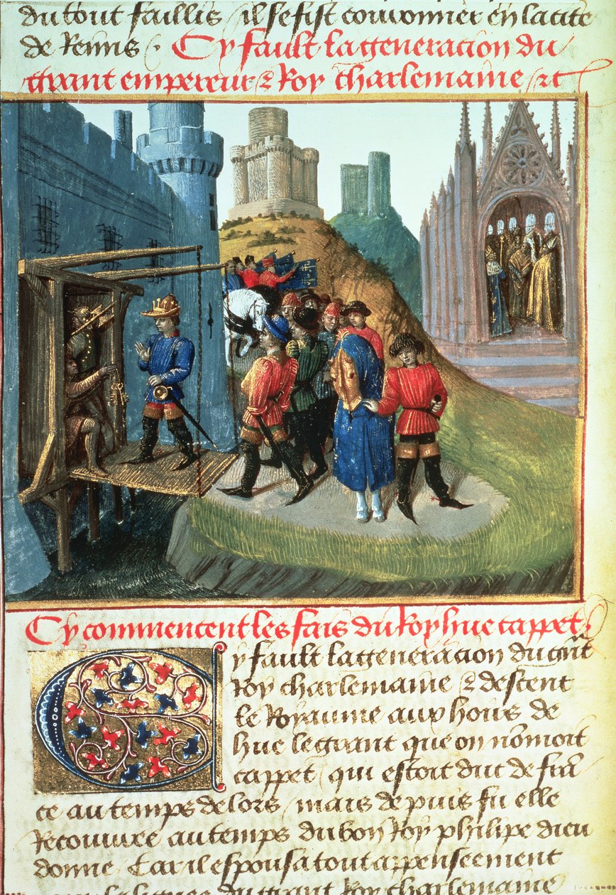 Fr 6465 f.165v Hugues Capet, hertig av Frankrike och biskop Asselin av French School