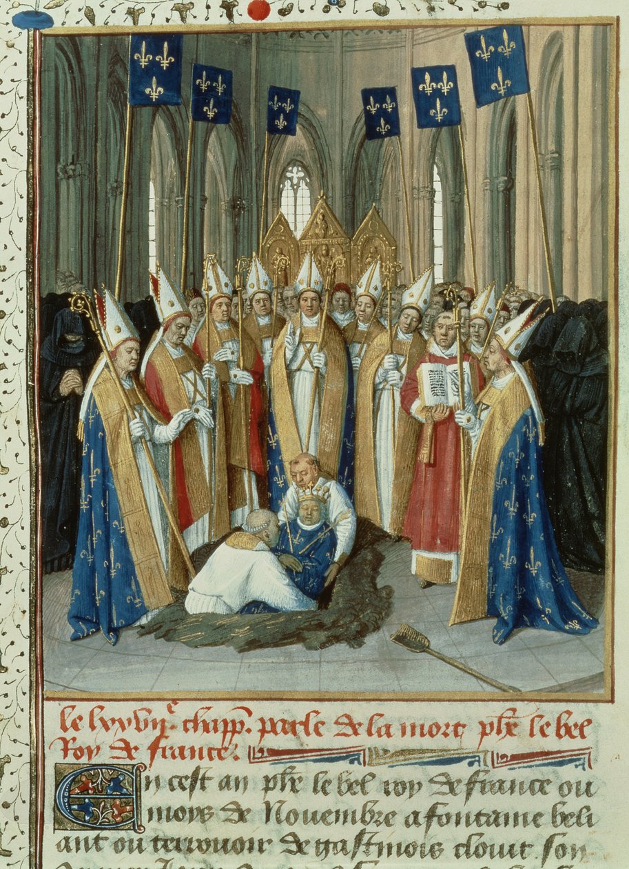 Fr 6465 f.323 Philippe Le Bels begravning (1268-1314) vid St. Denis av French School