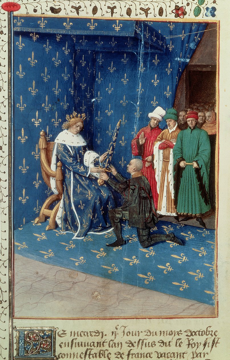 Fr 6465 f.434v Karl V (1338-80) Riddare av konvertiten Bertrand Duguesclin, oktober 1390 av French School