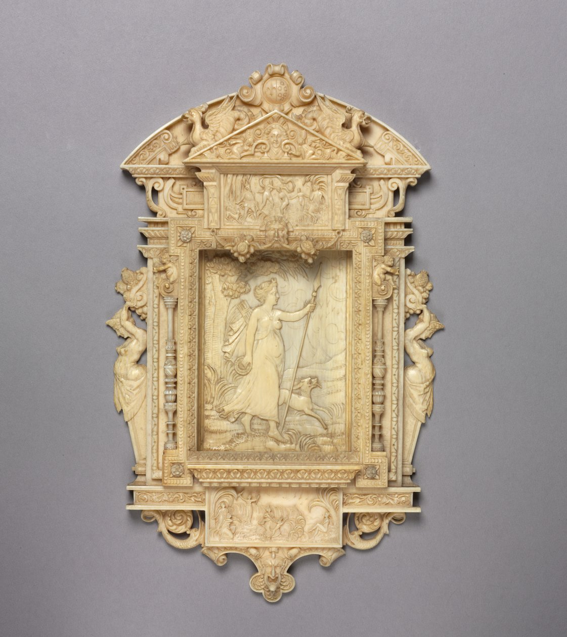 Inramad relief av jägaren Diana, c.1850 av French School