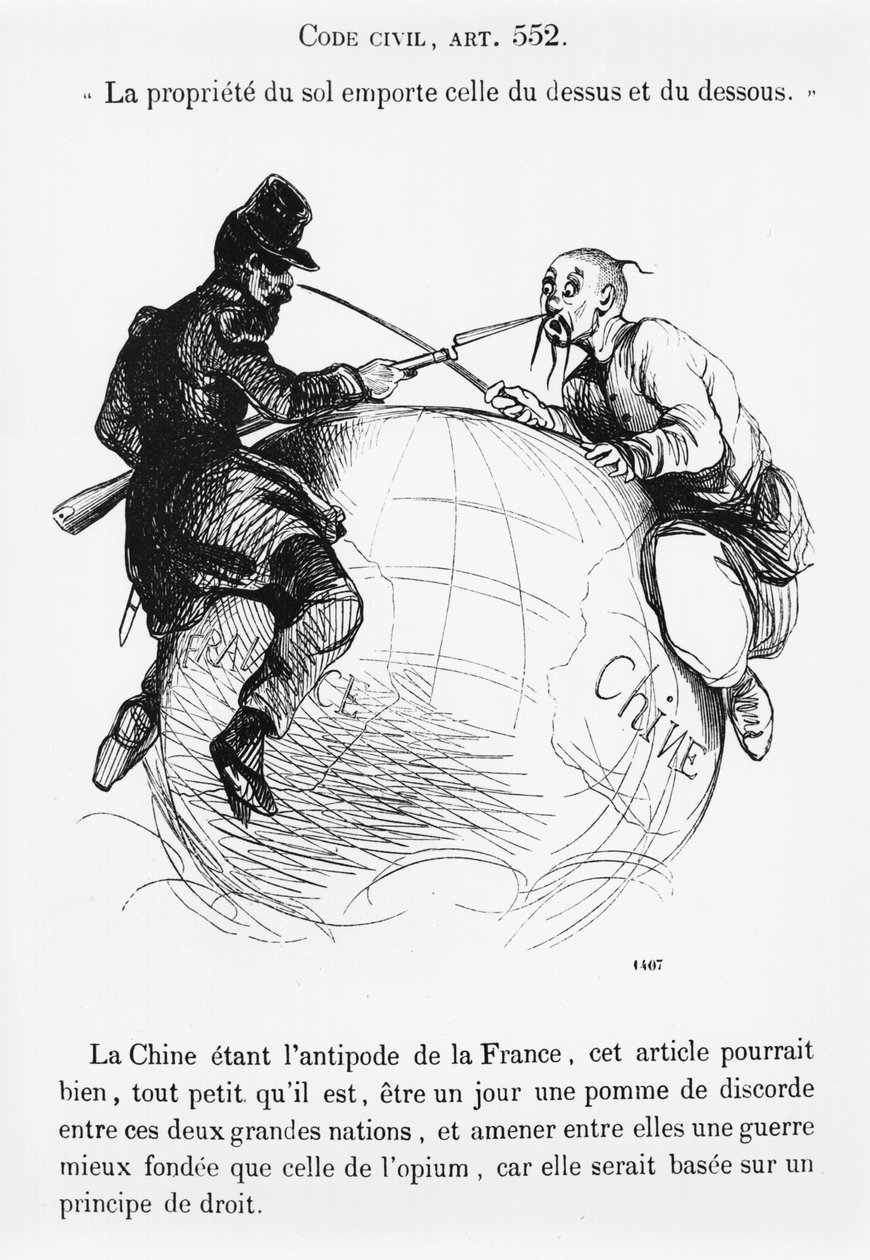 Frankrike och Kina, karikatyr från Musee Philippon, c.1850-60 av French School