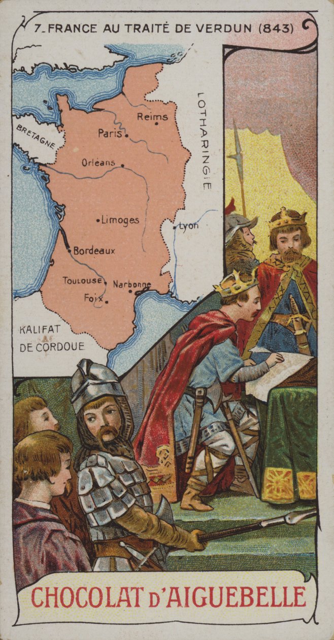 Frankrike vid tiden för freden i Verdun, 843 (kromolit) av French School