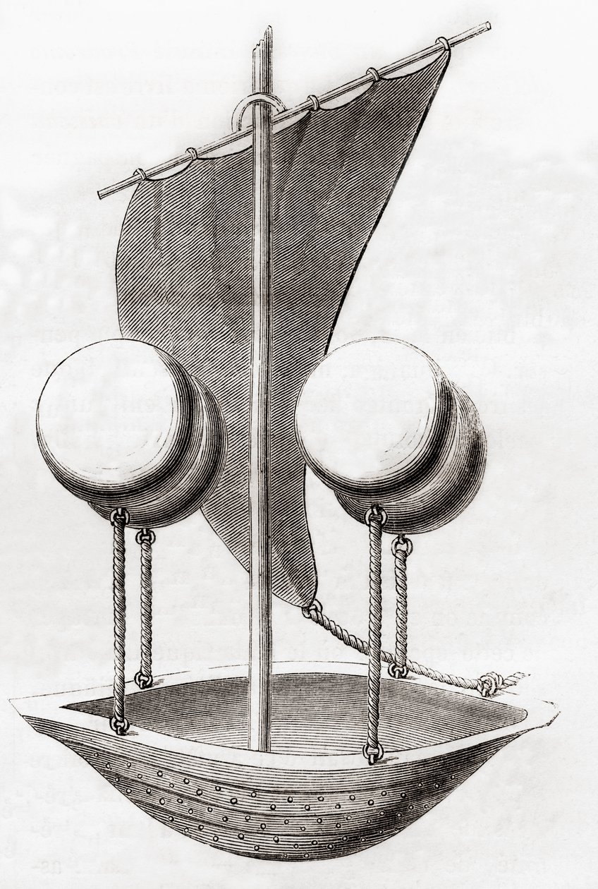 Francesco Lana de Terzis flygbåtskoncept c.1670, från 