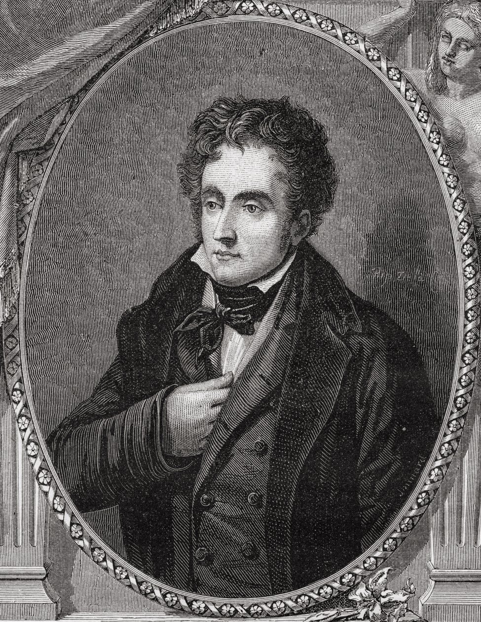 Francois-Rene, Vicomte de Chateaubriand (1768-1848) från "Histoire de la Revolution Francaise" av Louis Blanc (1811-82) av French School
