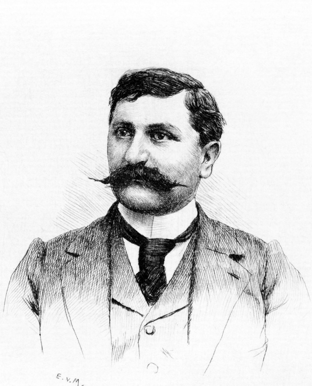 Francois DE NION (1856-1923), fransk romanförfattare och dramatiker. Teckning av Everet Louis Van Muyden (1853-1922). Gravyr 1900 av French School