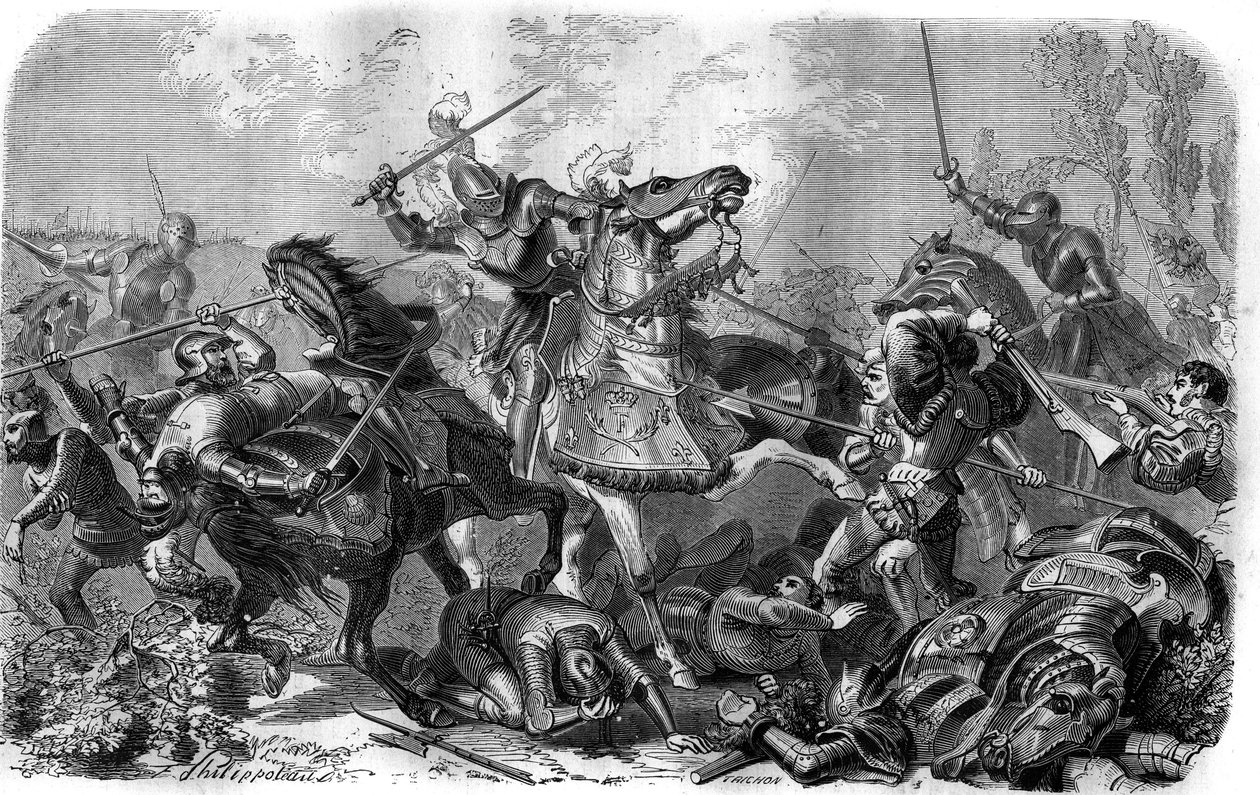 Francois I (1494-1547), kung av Frankrike tog fånge i slaget vid Pavia den 24 februari av French School