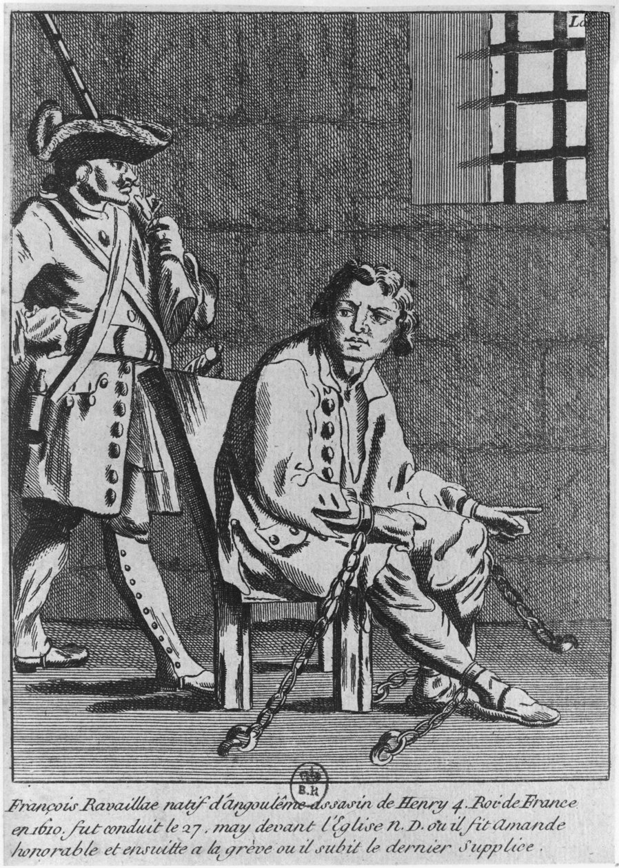 Francois Ravaillac, mördaren av kung Henri IV, i fängelse av French School