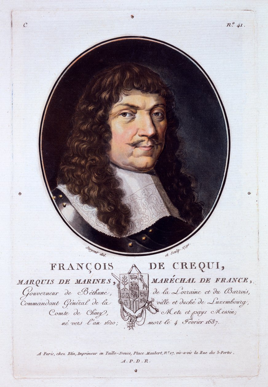 Francois de Crequi, Marquis de Marines, från Portraits of Great Men, Illustrious Women, and Memorable Subjects of France, publicerad 1787-92 av French School