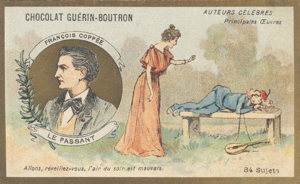 François Coppee (1842-1908), fransk poet, dramatiker och romanförfattare, författare till "Le passant", komedi i en akt, på vers (1869) av French School