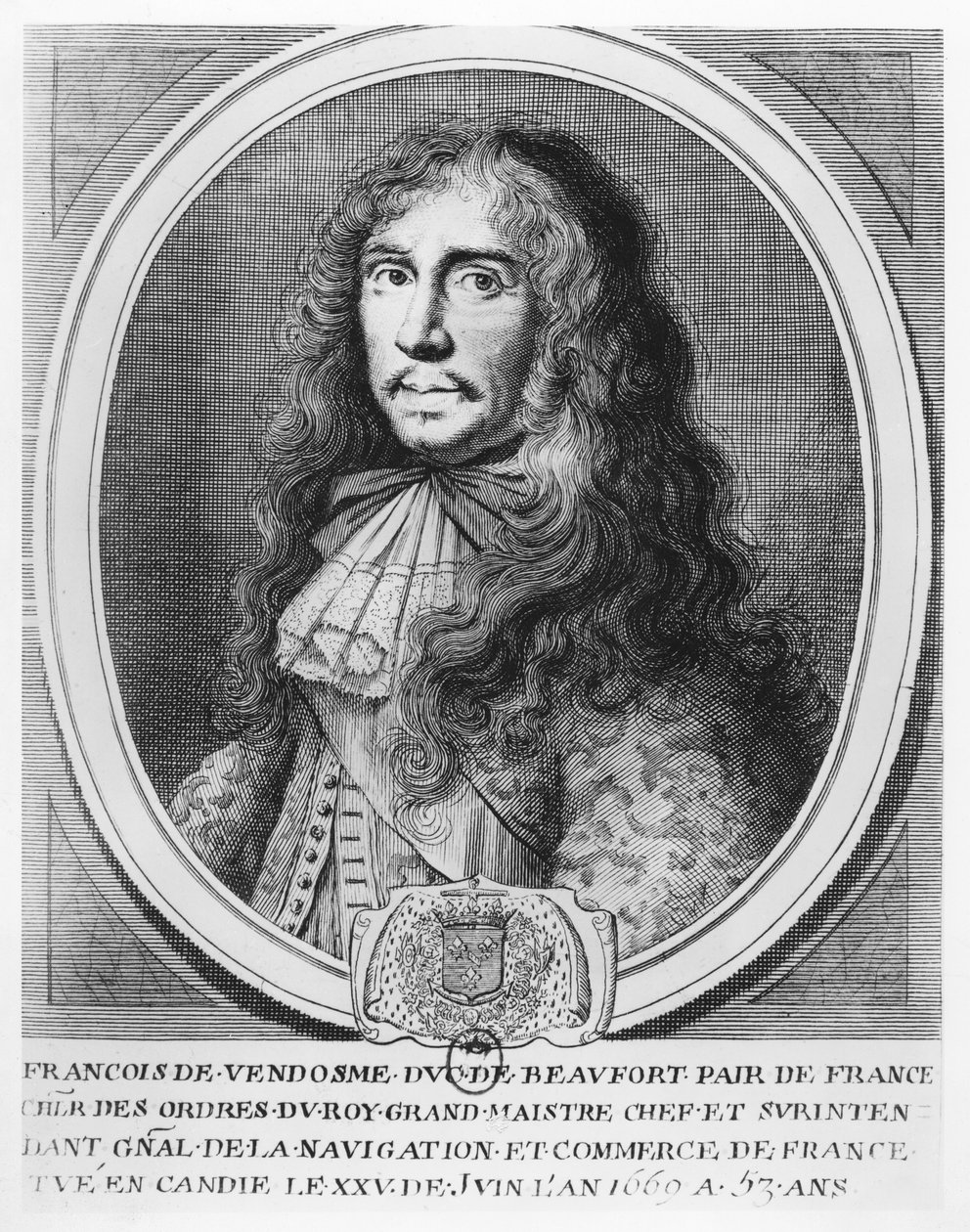 François de Bourbon, hertig av Beaufort (gravyr) av French School