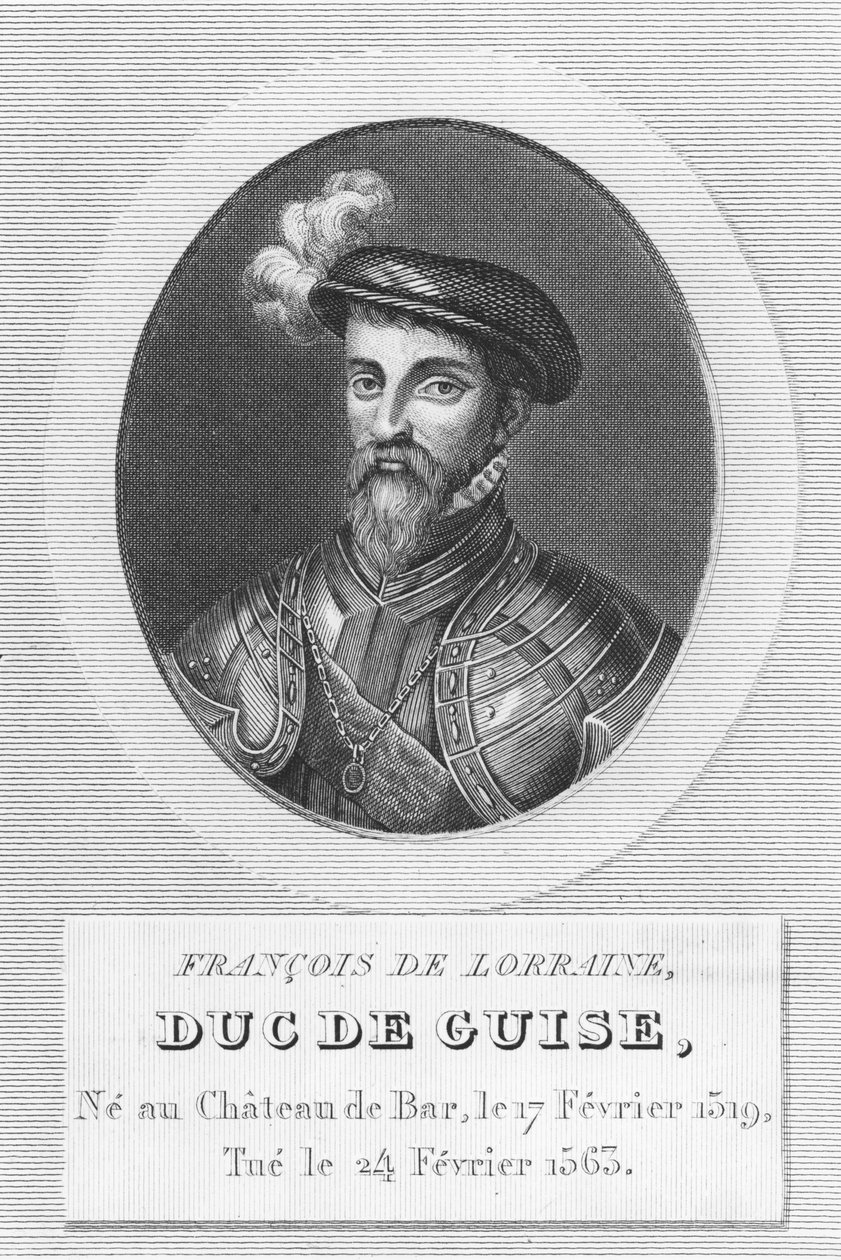 Francois de Lorraine, hertig av Guise (gravyr) av French School